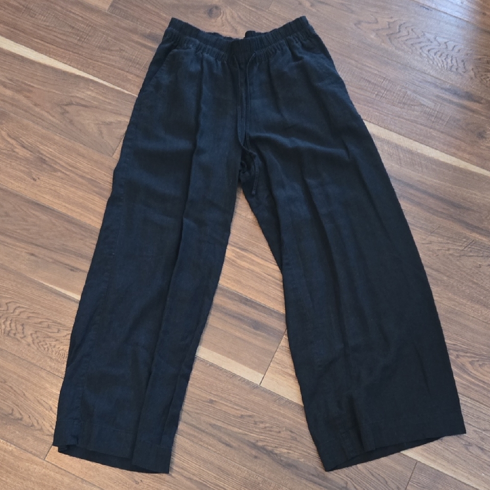 a new day Black Elastic-Waist Wide-Leg Chinos